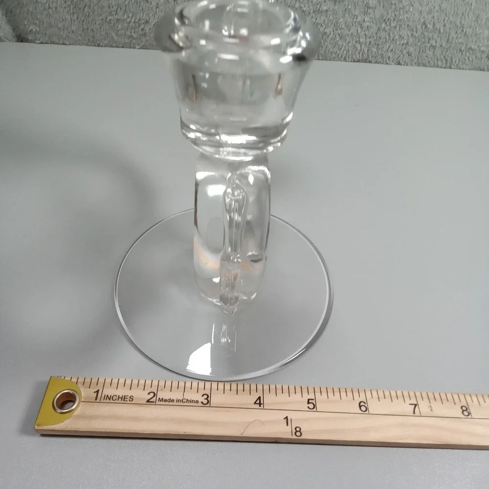 Vintage Clear Glass‎ Double Arm Candelabra Heart Scroll 2-Light Taper Holder 6